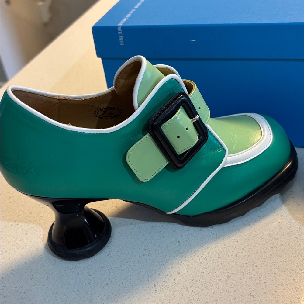 John Fluevog Green and White Heeled Shoes - Picture 2 of 5